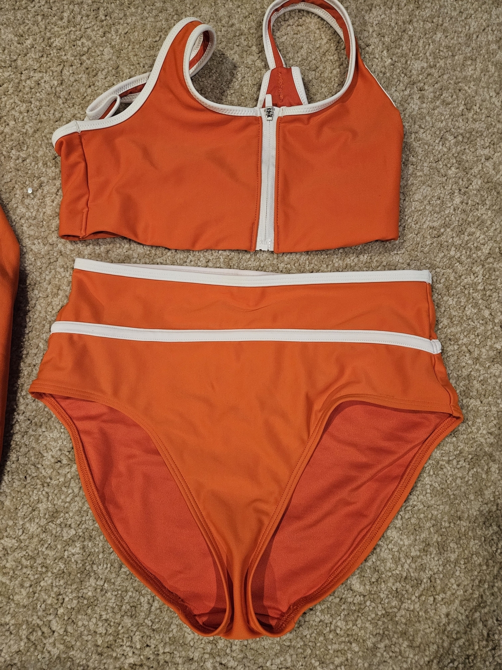 Old Navy Orange High-Waist Two-Piece Bikini with White Trim